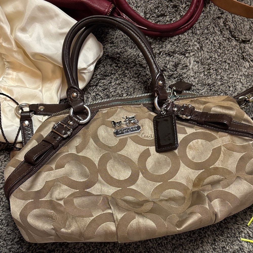 Coach Tan and Brown Signature Satchel